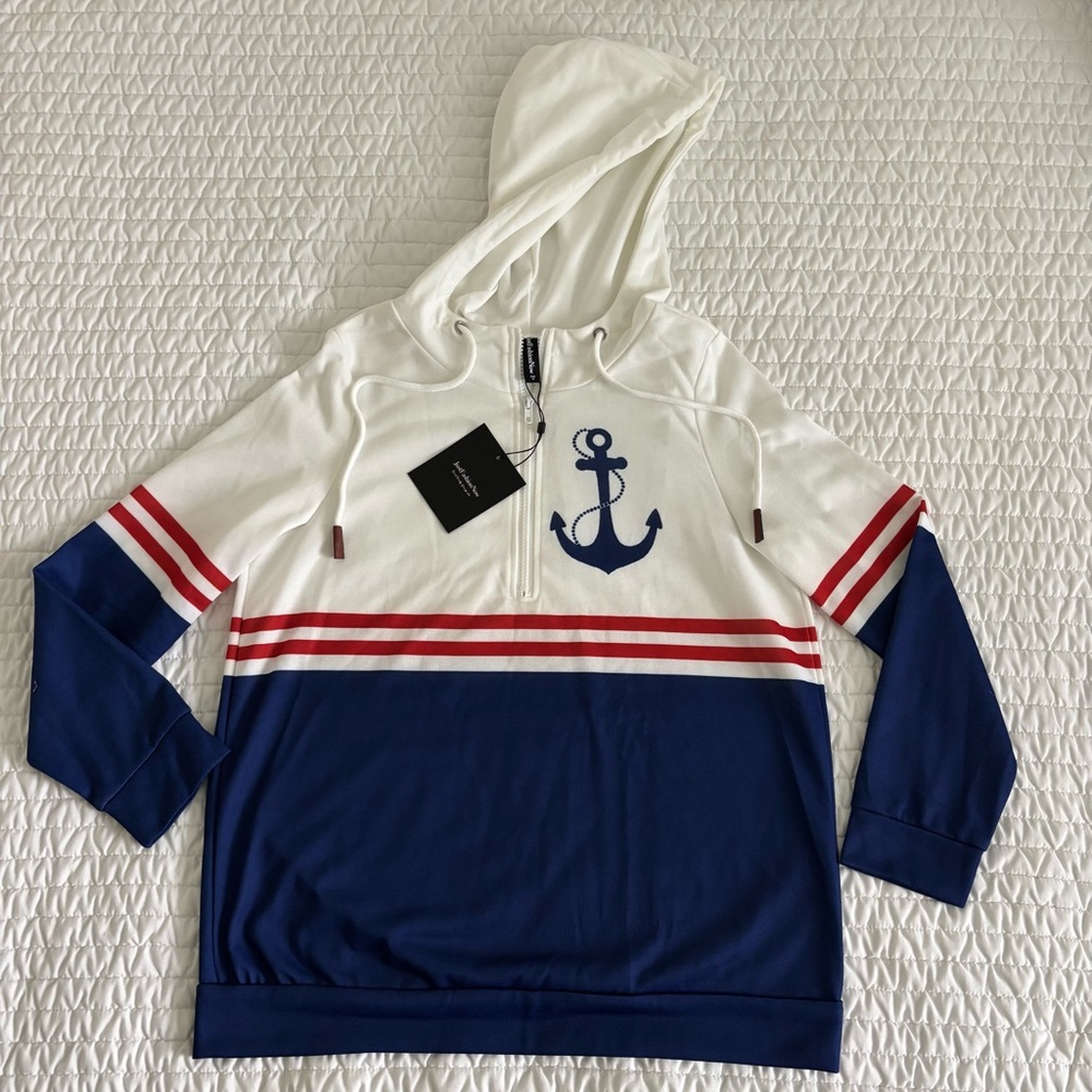 Nautical White and Blue Women's Sweater